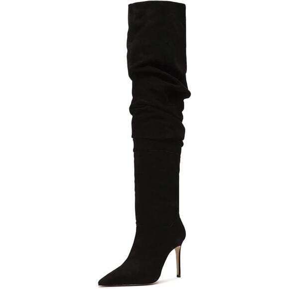 Schutz Ashlee Over The Knee Black Suede Boot Women's Size 5.5B New Without Box - Picture 1 of 10